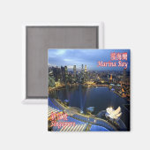 zSG008 SINGAPORE SKYLINE LION CITY，アジア，冷蔵庫 マグネット (正面/裏面)