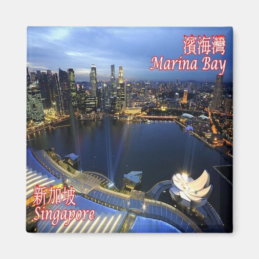 zSG008 SINGAPORE SKYLINE LION CITY，アジア，冷蔵庫 マグネット (正面)