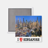 zSG010 LION CITY i love SINGAPORE，アジア，冷蔵庫 マグネット (正面/裏面)