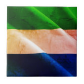 zSL002 SIERRA LEONE,なびく国旗,アフリカ, タイル (正面)