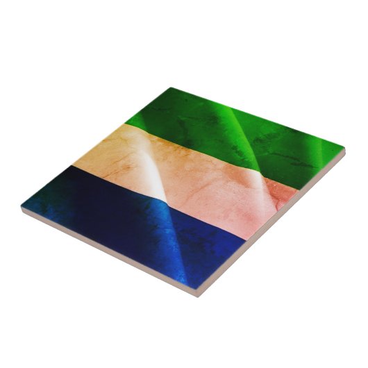 zSL002 SIERRA LEONE,なびく国旗,アフリカ, タイル (側面)