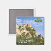 zSM006 THE TWO TOWERS, San Marino，ヨーロッパ，冷蔵庫 マグネット (正面/裏面)
