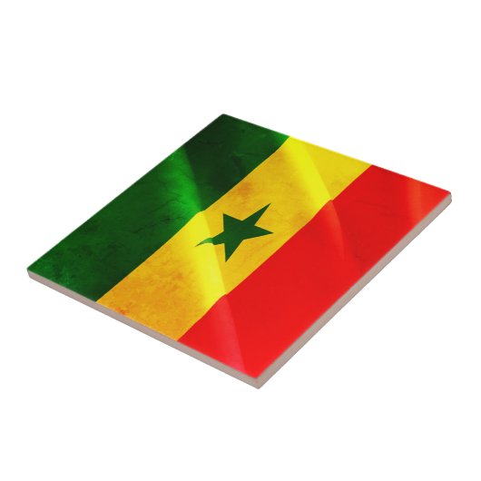 zSN002 SENEGAL、なびく国旗、アフリカ、冷蔵庫 タイル (側面)