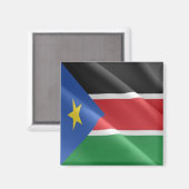 zSS002南スーダン、なびく国旗、アフリカ、冷蔵庫 マグネット (正面/裏面)