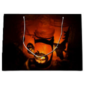 ZSSGのカボチャ、幽霊と魔女とのハロウィーンおもしろい ラージペーパーバッグ (正面)