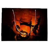 ZSSGのカボチャ、幽霊と魔女とのハロウィーンおもしろい ラージペーパーバッグ (裏面)