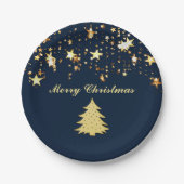 ZSSGのクリスマス金ゴールド星と木 ペーパープレート (正面)