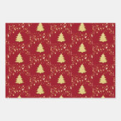 ZSSGのクリスマス金ゴールド星と木 ラッピングペーパーシート (正面3)