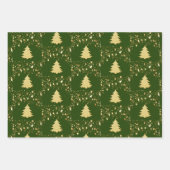 ZSSGのクリスマス金ゴールド星と木 ラッピングペーパーシート (正面2)