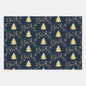 ZSSGのクリスマス金ゴールド星と木 ラッピングペーパーシート (正面)