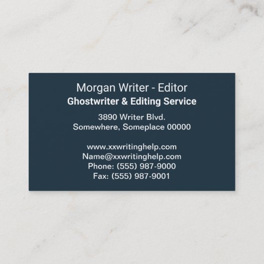 ZSSGのe-book WorldつながりGhostwriter作家 名刺 (裏面)