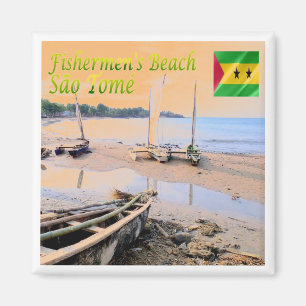 ZST005 SAO TOME'、漁師のビーチ、アフリカ、冷蔵庫 マグネット