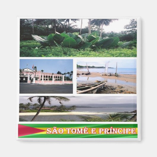 zST007 SAO TOME'とPRINCIPE,モザイク,冷蔵庫 マグネット (正面)