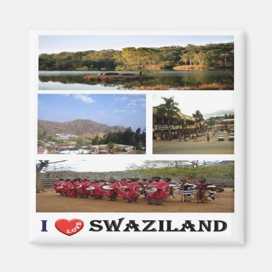 zSZ008 SWAZILAND I Love，モザイク，アフリカ，冷蔵庫 マグネット (正面)