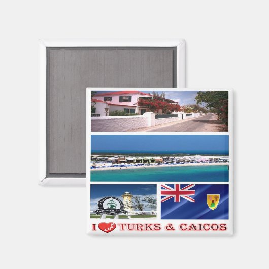 zTC003 TURKSとCAICOS Islands I Love,冷蔵庫 マグネット (正面/裏面)