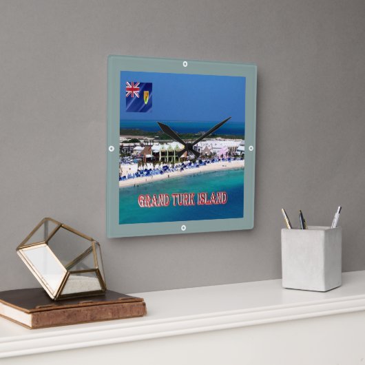 zTC005 GRAND TURK ISLAND, Turks and Caicos, スクエア壁時計 (オフィス)