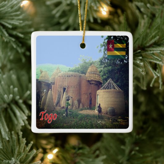 zTG008 TOGO, Taberma House，アフリカ， セラミックオーナメント (ツリー)