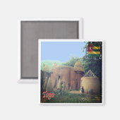 zTG008 TOGO, Taberma House，アフリカ，冷蔵庫 マグネット (正面/裏面)