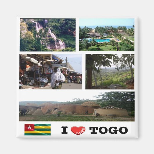 zTG009 TOGO I Love, Mosaic, Africa,冷蔵庫 マグネット (正面)