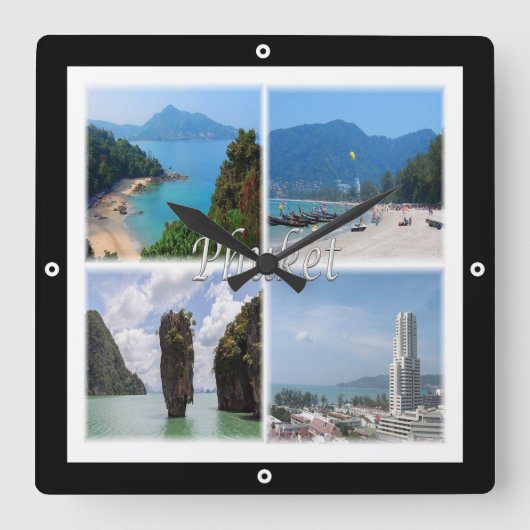 zTH004 PHUKET，タイ，アジア， スクエア壁時計 (正面)