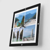 zTH004 PHUKET，タイ，アジア， スクエア壁時計 (傾斜)