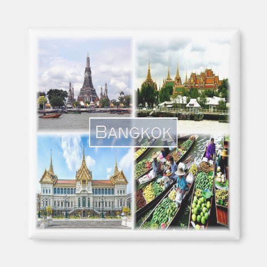 zTH009 collage of BANGKOK，タイ，アジア，冷蔵庫 マグネット (正面)