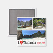 zTH011 i love MAYA BAY KRABI Thailand Asia,冷蔵庫 マグネット (正面/裏面)