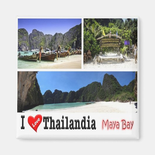 zTH011 i love MAYA BAY KRABI Thailand Asia,冷蔵庫 マグネット (正面)