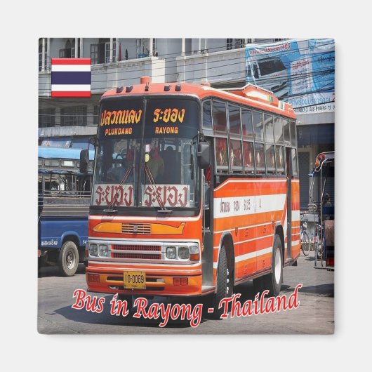 zTH027 BUS in RAYONG,タイ,アジア,冷蔵庫 マグネット (正面)