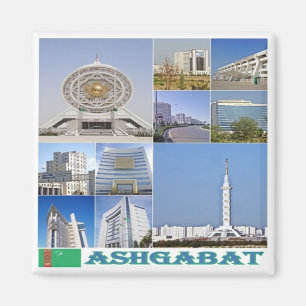 zTM003コラージュASHGABAT，トルクメニスタン，冷蔵庫 マグネット