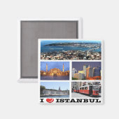 zTR013 ISTANBUL "I LOVE"，トルコ，ヨーロッパ，冷蔵庫 マグネット (正面/裏面)