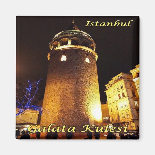 zTR015 ISTANBUL GALATA TOWER by night,冷蔵庫 マグネット (正面)