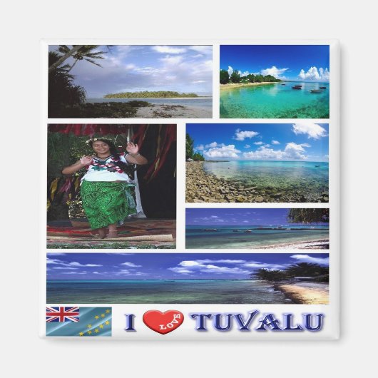 zTV003 TUVALU I LOVE,モザイク,オセアニア,冷蔵庫 マグネット (正面)