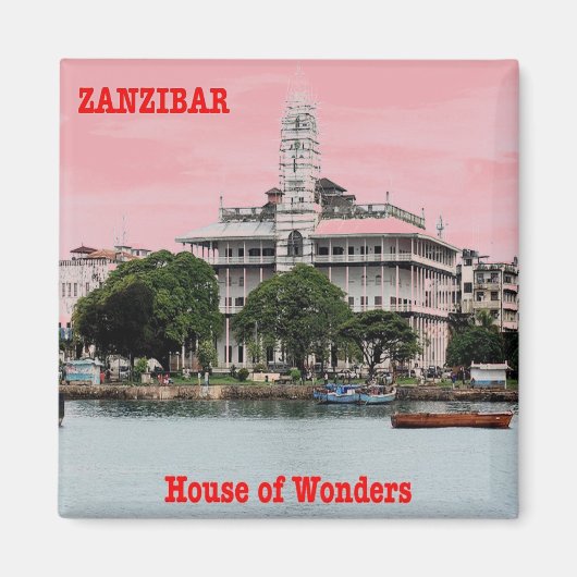 zTZ008 ZANZIBAR、House of 疑問に思,タンザニア，冷蔵庫 マグネット (正面)
