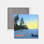 zTZ013 ZANZIBAR、東海岸ビーチ、タンザニア、冷蔵庫 マグネット (正面/裏面)