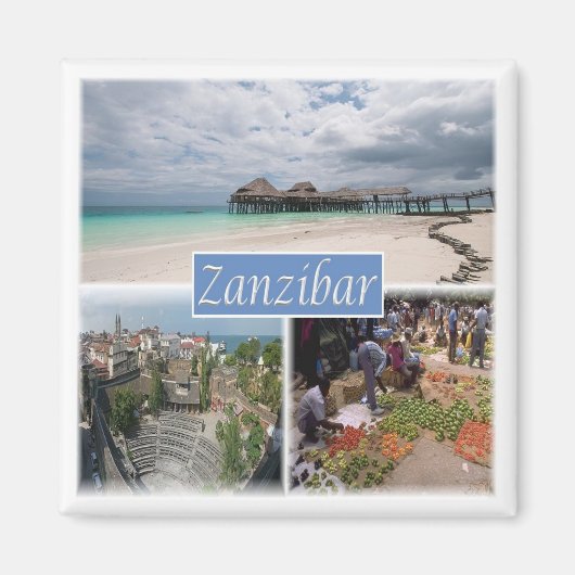 zTZ017 ZANZIBAR,モザイク,タンザニア,アフリカ,冷蔵庫 マグネット (正面)