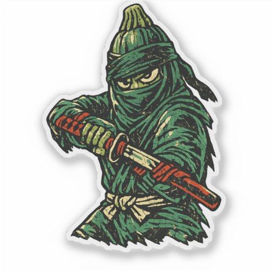 Zucchini Shadow Strike — Vintage Retro Ninja Fight シール (正面)