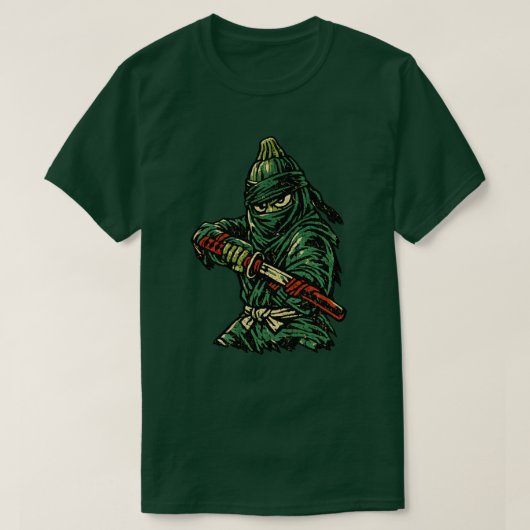 Zucchini Shadow Strike — Vintage Retro Ninja Fight Tシャツ (デザイン正面)