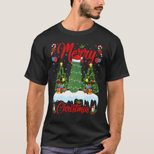 Zucchini Vegetable Lights Xmas Tree Santa Zucchini Tシャツ (正面)