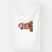 Zuchon犬の醜いクリスマスライトサンタハットズチョンドッグC 横断幕 (縦)