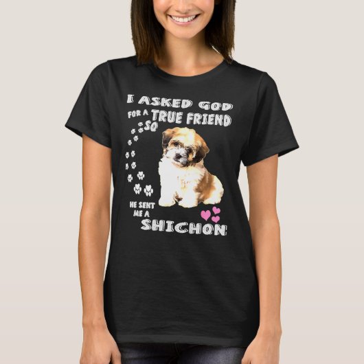 Zuchon犬ママ衣装シーズー(犬)Tzu BichonミックスPupカット Tシャツ (正面)