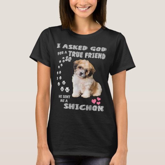 Zuchon Dog Mom Costume, Shih Tzu-Bichon mix pup Tシャツ (正面)