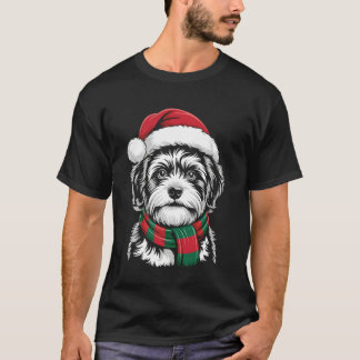 Zuchon Dog Xmas Santa Hat Scarf Christmas Costume Tシャツ