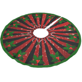 Zuckerstangen Mistel Schneeflocken Rot Grün ブラッシュドポリエステルツリースカート