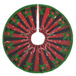 Zuckerstangen Mistel Schneeflocken Rot Grün ブラッシュドポリエステルツリースカート