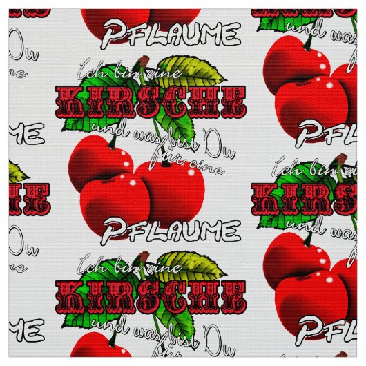 Zuckersüße rote K I R S C H E N Spruch Früchte ファブリック (見本)