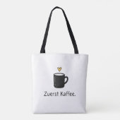 Zuerst Kaffee Black Mug Cute Heart トートバッグ (裏面)
