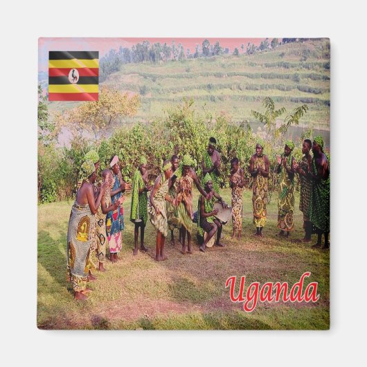 zUG003 UGANDA, Batwa，アフリカ，冷蔵庫 マグネット (正面)