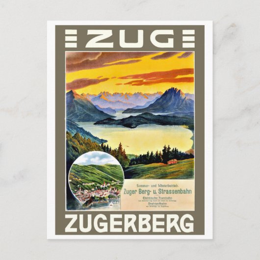 Zug、Zegerberg mountain、スイス、ヴィンテージ ポストカード (正面)