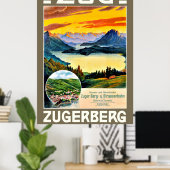 Zug, Zegerberg mountain, Switzerland, vintage ポスター (ホームオフィス)